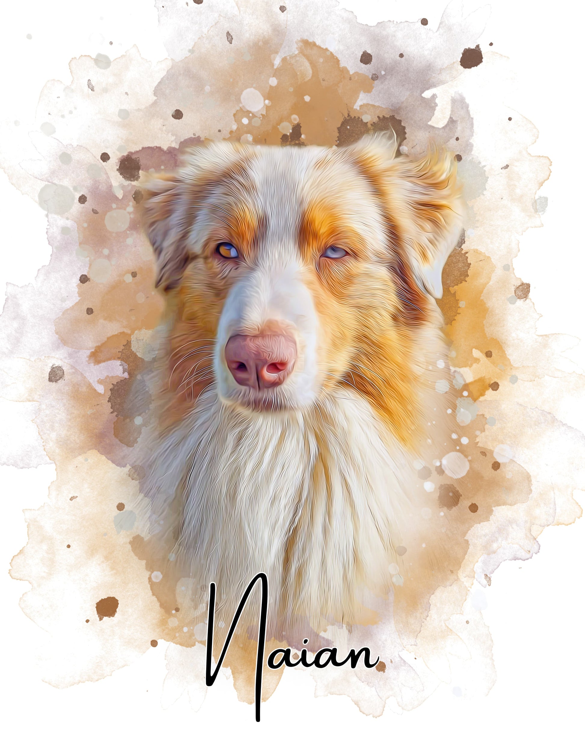 Retrato digital personalizado de mascota en acuarela