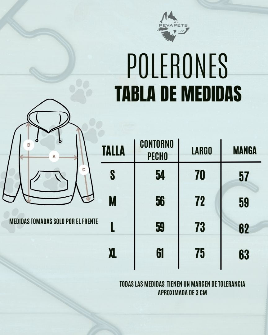 Tabla de medidas polerones canguros pevapets
